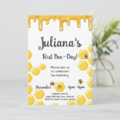 Honey Bee Kinder 1e Verjaardagsuitnodiging Kaart (Staand voorkant)