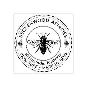 Honey Bee Label Imker Wood Art Stamp Rubberstempel