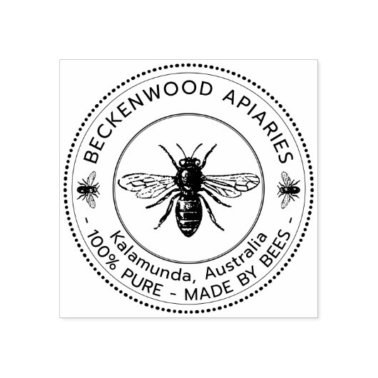 Honey Bee Label Imker Wood Art Stamp Rubberstempel (Afrduk)