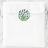 Honey Bee Lavendel Kruid Waterverf Bloemen Ronde Sticker (Tas)