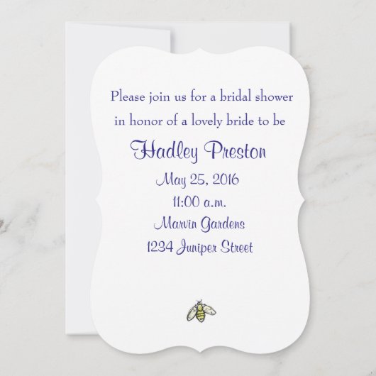 Honey Bee Lavendel Waterverf Flower Vrijgezellenfe Kaart (Achterkant)