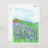 Honey Bee Lavender Field Cottage Briefkaart (Voorkant / Achterkant)