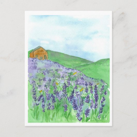 Honey Bee Lavender Field Cottage Briefkaart (Voorkant)