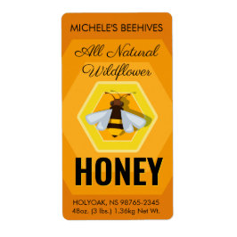 Honey Bee Logo Golden Wildflower Etiket