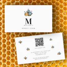 Honey Bee Luxe Monogram Minimalistische QR-code
