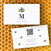 Honey Bee Luxe Monogram Minimalistische QR-code Visitekaartje