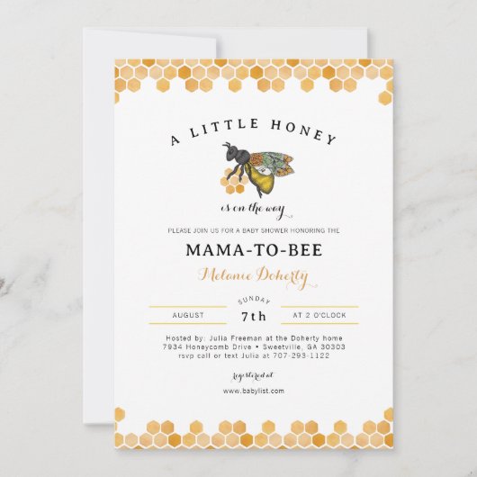 Honey Bee Mama to Bee Baby shower Invitation Kaart (Voorkant)