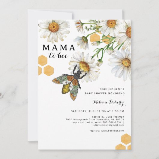 Honey Bee Mama to Bee Baby shower Invitation | Wil Kaart (Voorkant)