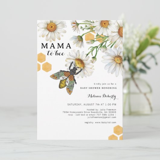 Honey Bee Mama to Bee Baby shower Invitation | Wil Kaart (Staand voorkant)