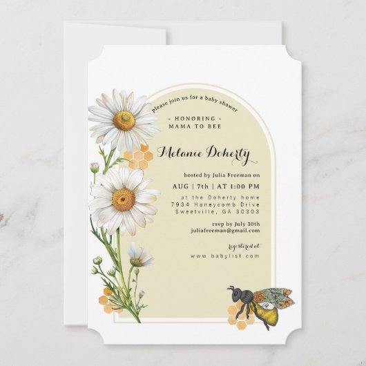 Honey Bee Mama to Bee Baby shower Invitation | Wil Kaart (Voorkant)