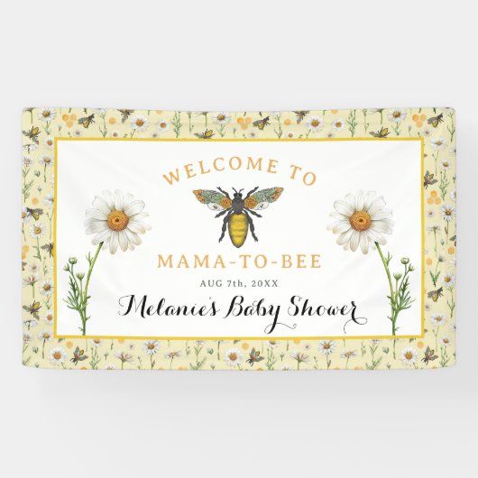 Honey Bee Mama to Bee Baby shower Welkomstbord Spandoek (Horizontaal)