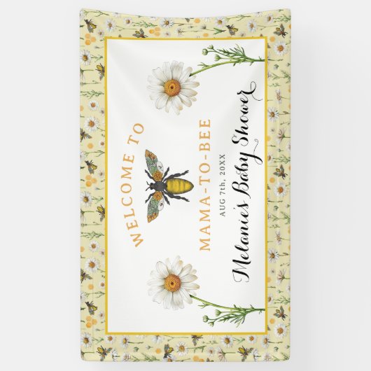 Honey Bee Mama to Bee Baby shower Welkomstbord Spandoek (Verticaal)