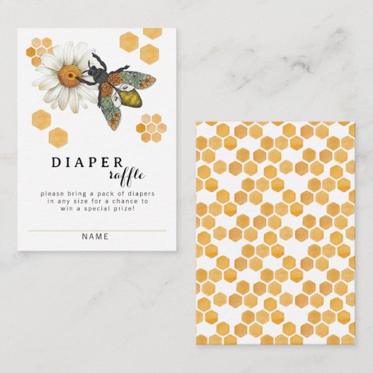 Honey Bee Mama to Bee Luier Raffle Kaart | stuntel (Voorkant / Achterkant)