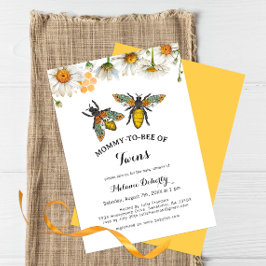 Honey Bee Mama to Bee Twins Baby shower Kaart
