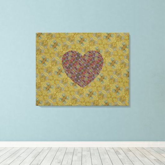 Honey Bee Marrakesh Heart Canvas Afdruk (Insitu (Houten vloer))