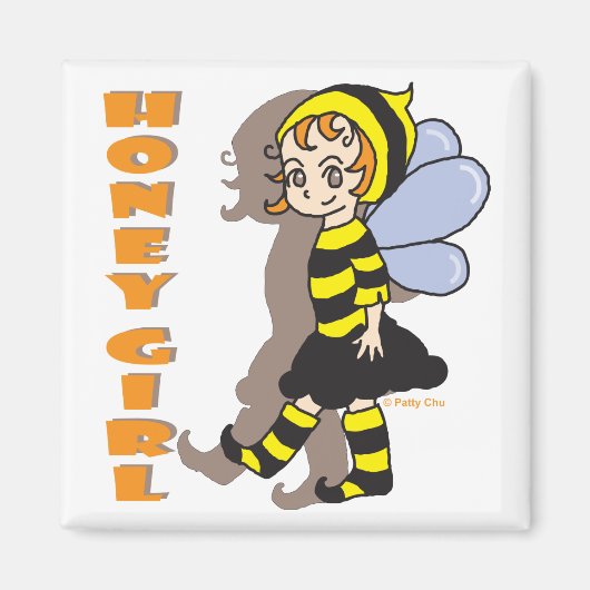 Honey Bee Meisje Magneet (Voorkant)