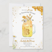 Honey Bee Milkshake Floral Verjaardag Uitnodiging (Voorkant)