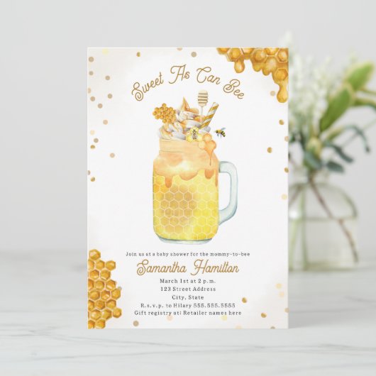 Honey Bee Milkshake Neutraal Baby shower Kaart (Staand voorkant)