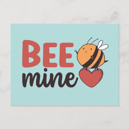 Honey Bee Mine Cute Pun Funny Valentijnsdag Briefkaart (Voorkant)
