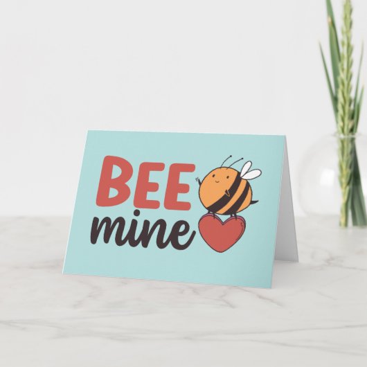 Honey Bee Mine Cute Pun Funny Valentijnsdag Feestdagen Kaart (Voorkant)
