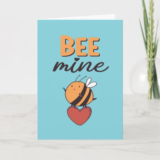 Honey Bee Mine Funny Love Pun Valentijnsdag Feestdagen Kaart (Voorkant)