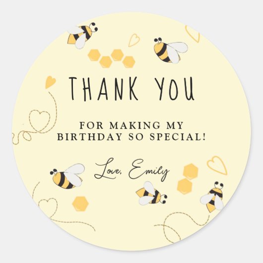 Honey bee minimalistisch dank u ronde sticker (Voorkant)