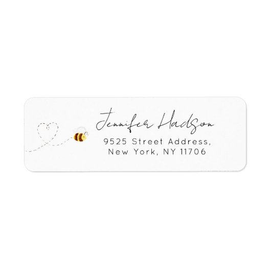 Honey bee minimalistisch retouradres etiket (Voorkant)