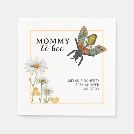 Honey Bee Mommy to Bee Baby shower Servetten | klu (Voorkant)