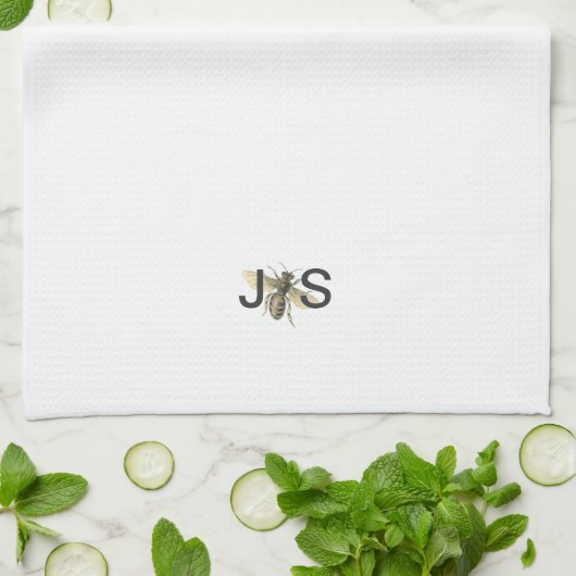 Honey Bee Monogrammed Kitchen Towel Theedoek (Gevouwen)