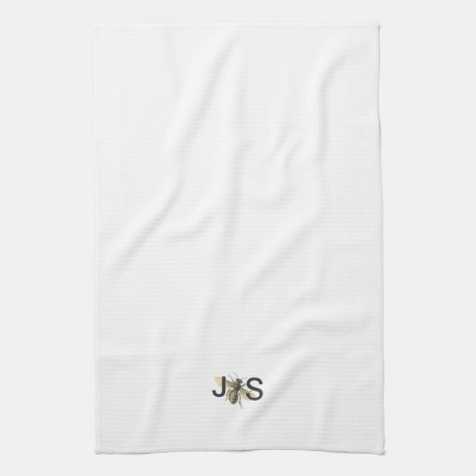 Honey Bee Monogrammed Kitchen Towel Theedoek (Verticaal)