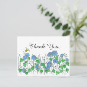 Honey Bee Morning Glory Flowers Dank je wel Briefkaart (Staand voorkant)
