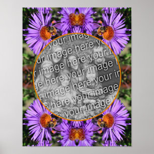 Honey Bee On Aster Flower Lijst Uw foto toevoegen Poster