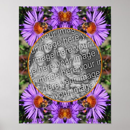 Honey Bee On Aster Flower Lijst Uw foto toevoegen Poster (Voorkant)