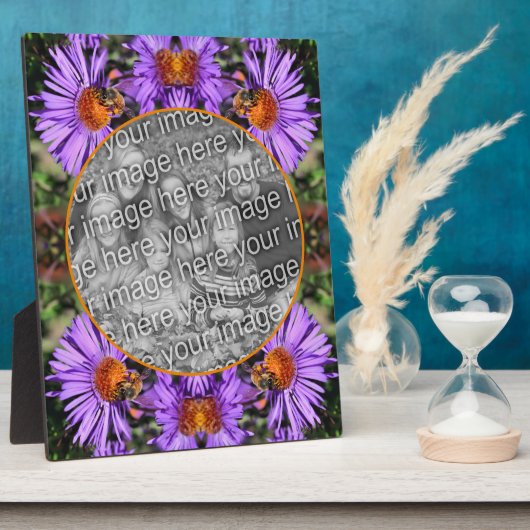 Honey Bee on Aster Flower Uw foto toevoegen Fotoplaat (Zijkant)
