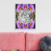 Honey Bee Op Aster Flower Creëer Uw eigen foto Canvas Afdruk (Insitu (Woonkamer))