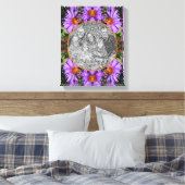 Honey Bee Op Aster Flower Creëer Uw eigen foto Canvas Afdruk (Insitu (Slaapkamer))