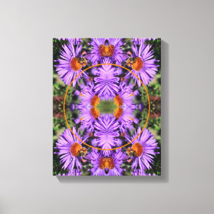 Honey Bee Op Aster Flower Creëer Uw eigen foto Canvas Afdruk