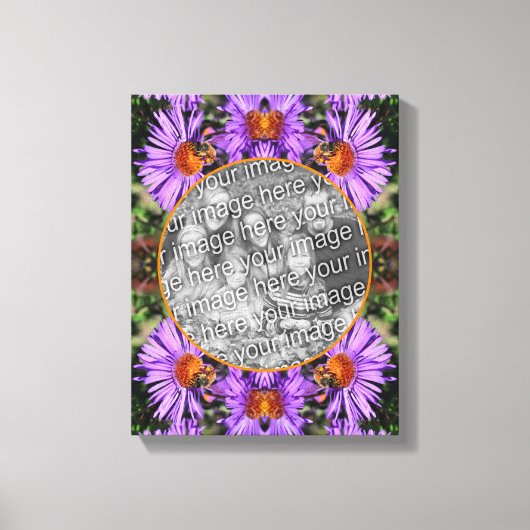 Honey Bee Op Aster Flower Creëer Uw eigen foto Canvas Afdruk (Voorkant)