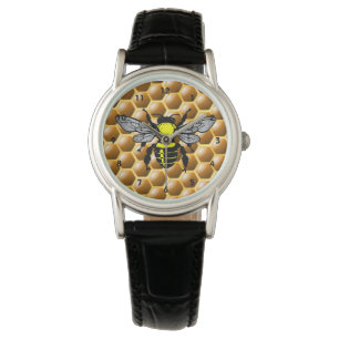 Honey Bee op Honeycomb polshorloge Horloge