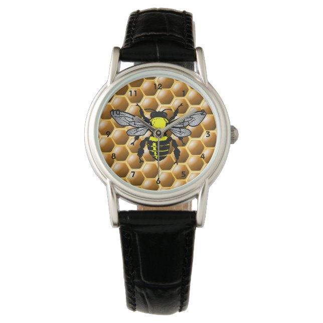 Honey Bee op Honeycomb polshorloge Horloge (Voorkant)