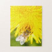 Honey Bee Paardebloem Mooi Zonnig Geel Macro Legpuzzel (Verticaal)