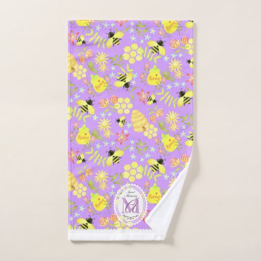 Honey Bee Paarse Bad Handdoek (Handdoek)
