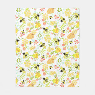 Honey Bee Paarse Fleece Deken