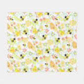 Honey Bee Paarse Fleece Deken (Voorkant (Horizontaal))