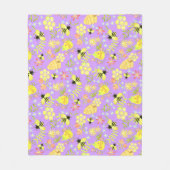 Honey Bee Paarse Fleece Deken (Voorkant)
