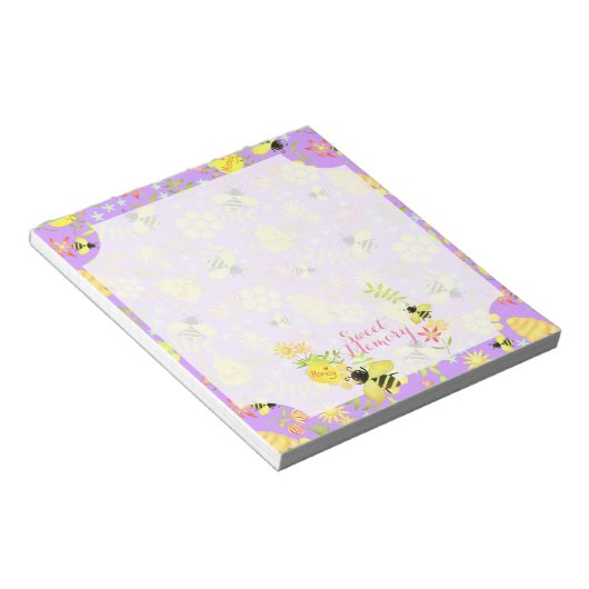 Honey Bee Paarse Notitieblok (Schuin)