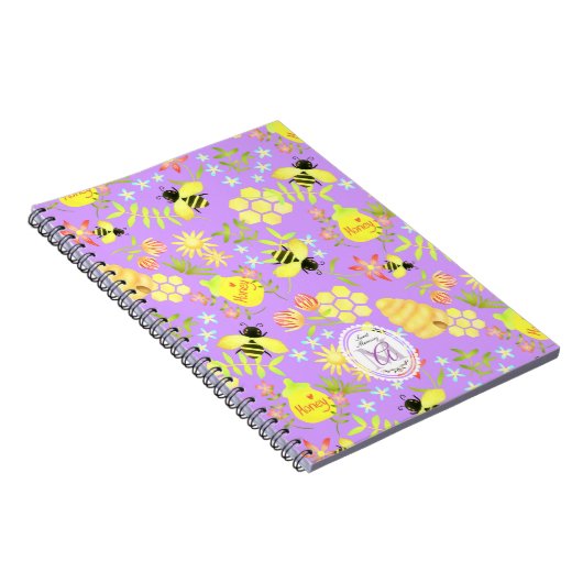 Honey Bee Paarse Notitieboek (Rechterzijde)