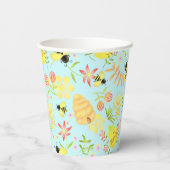 Honey Bee Pastel Blauw Papieren Bekers (Achterkant)