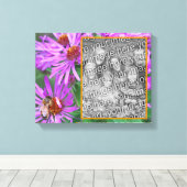Honey Bee Pink Aster Flower Creëer Uw eigen foto Canvas Afdruk (Insitu (Houten vloer))