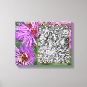Honey Bee Pink Aster Flower Creëer Uw eigen foto Canvas Afdruk
